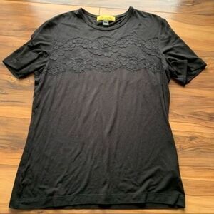 St John  black lace detail T-shirt S